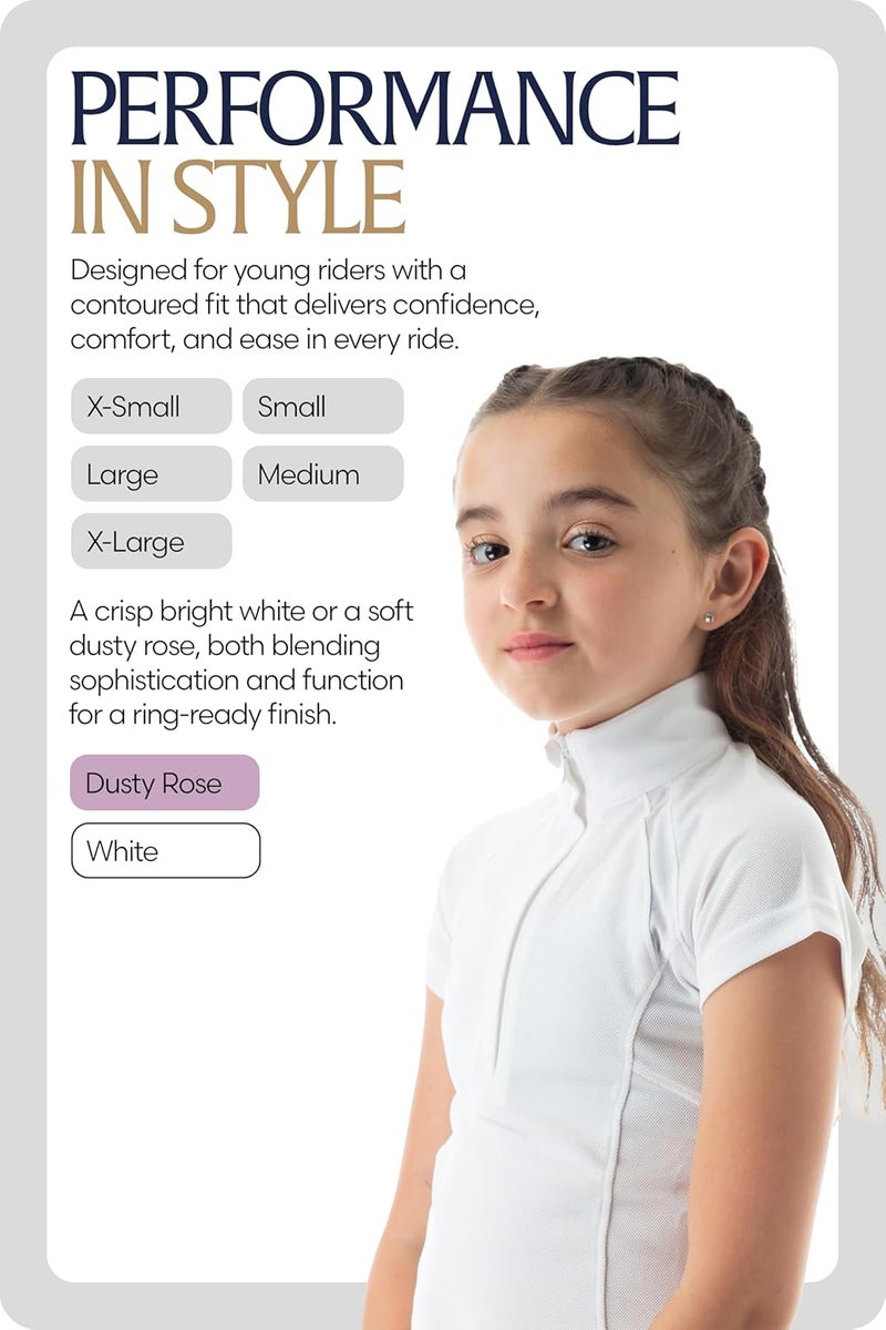 Equinavia Lotta Kids Equestrian Show Shirt - Short Sleeved Performance Shirt with Cooling Mesh - Image 2